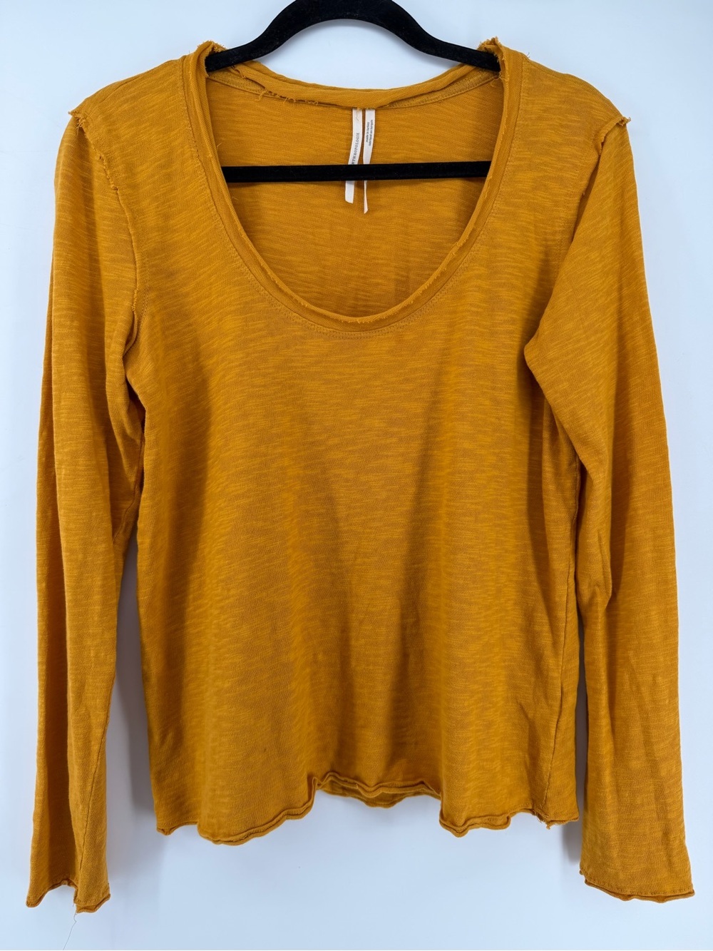 Anthropologie Mustard Yellow Long Sleeve Scoop Neck Top